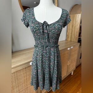 Urban Outfitters | Floral Dark Green Mini Dress